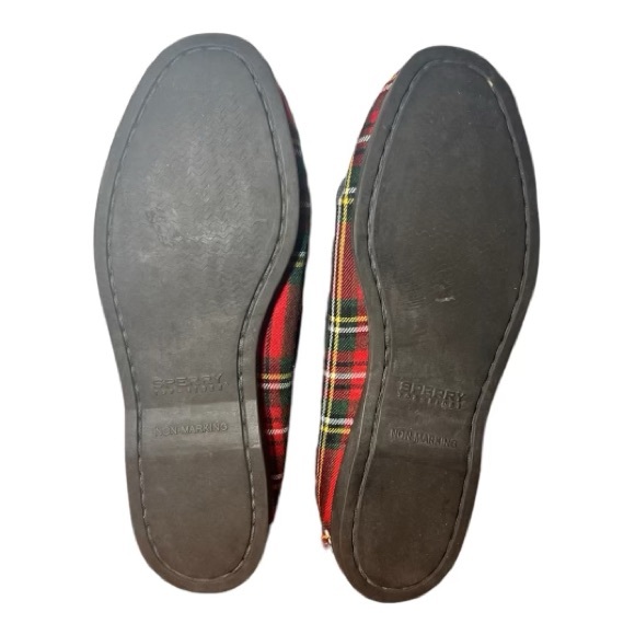 Sperry Women's Red Multi Plaid Tartan Boat Shoes Black Patent Leather 7.5M - Picture 10 of 10